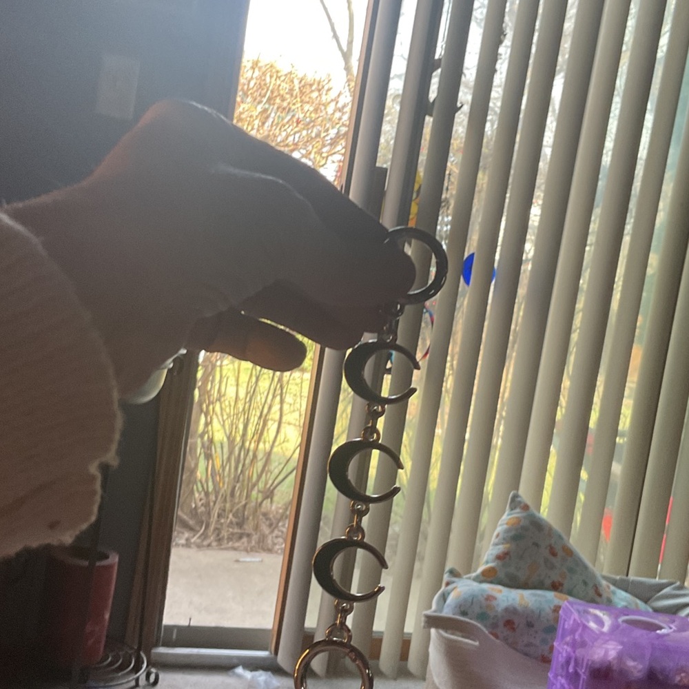 Coach Gold Tone with black C’sLinked Circle keychain- Black Enamel Accents